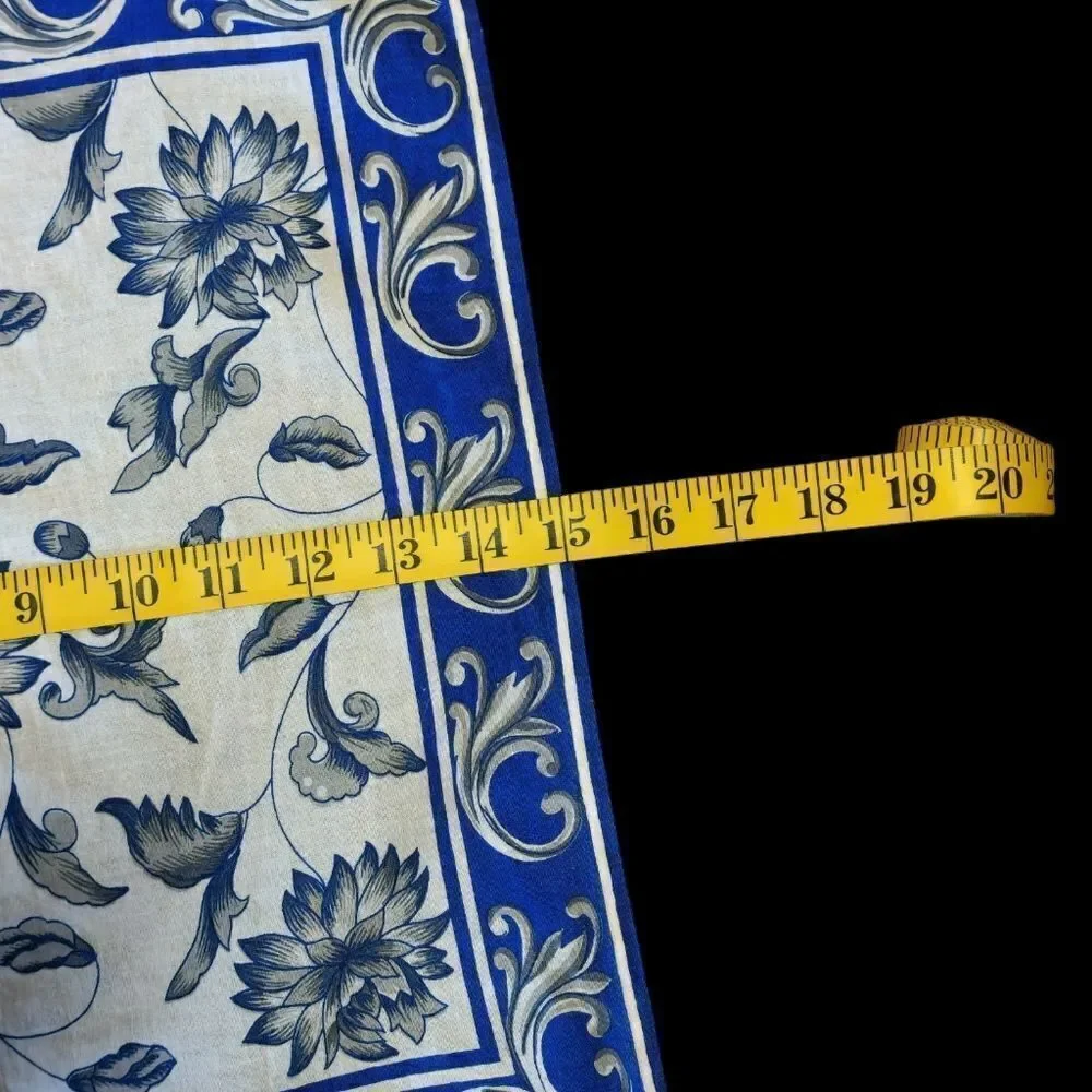 Vintage India White blue floral tablecloth